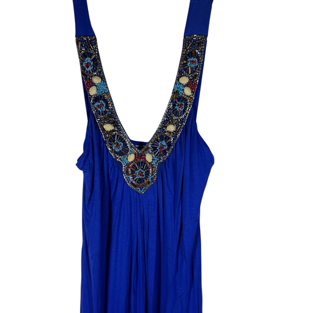 Bordeaux Royal Blue Beaded Embellished Dress Size L